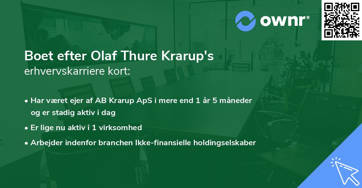 Boet efter Olaf Thure Krarup's erhvervskarriere kort