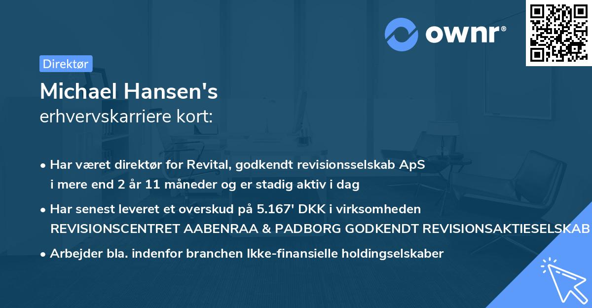 Michael Hansen's erhvervskarriere kort