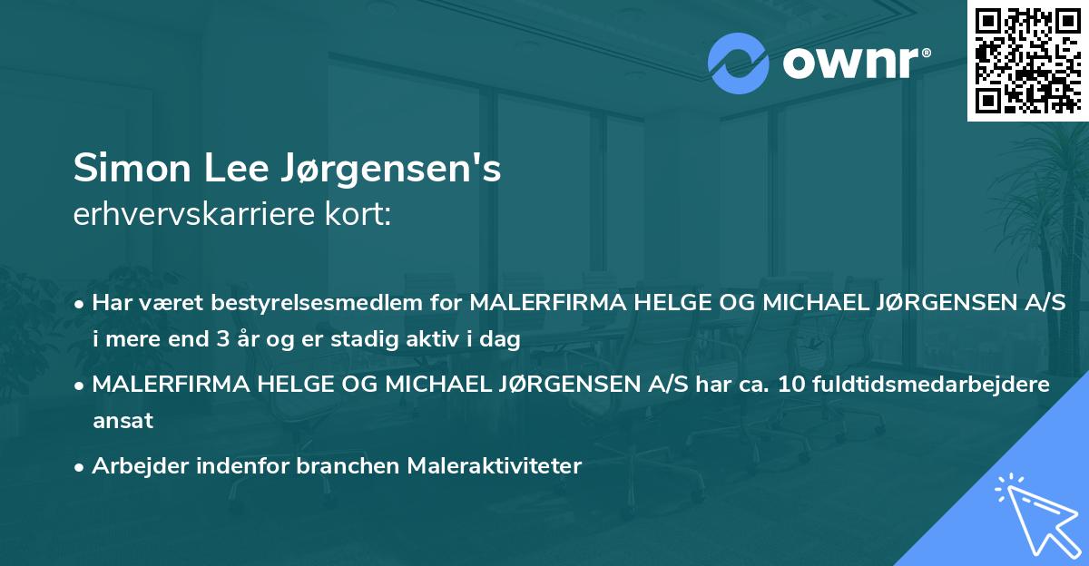 Simon Lee Jørgensen's erhvervskarriere kort