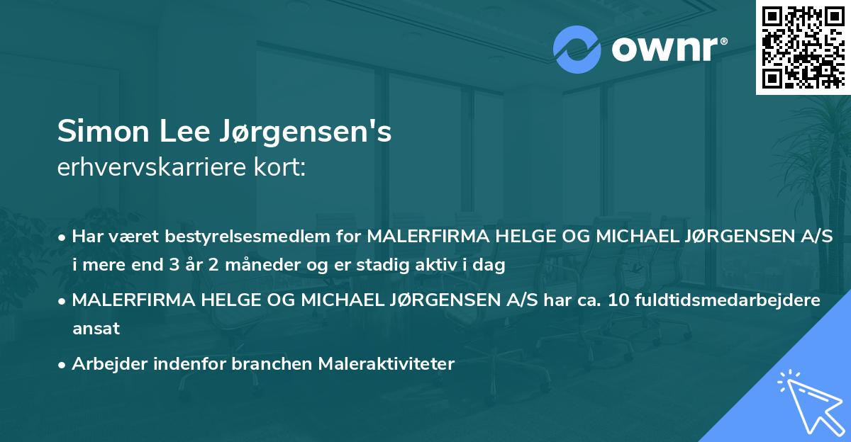 Simon Lee Jørgensen's erhvervskarriere kort