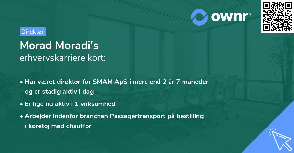 Morad Moradi's erhvervskarriere kort