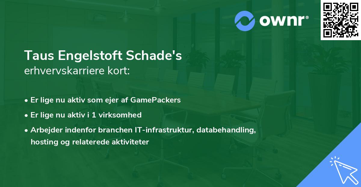 Taus Engelstoft Schade's erhvervskarriere kort