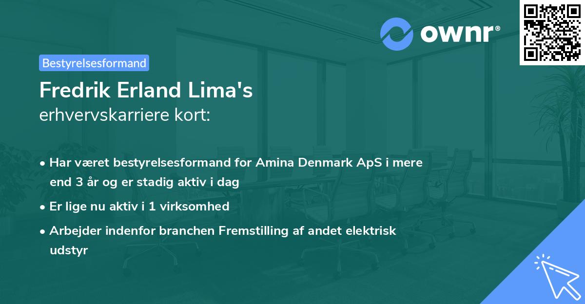 Fredrik Erland Lima's erhvervskarriere kort