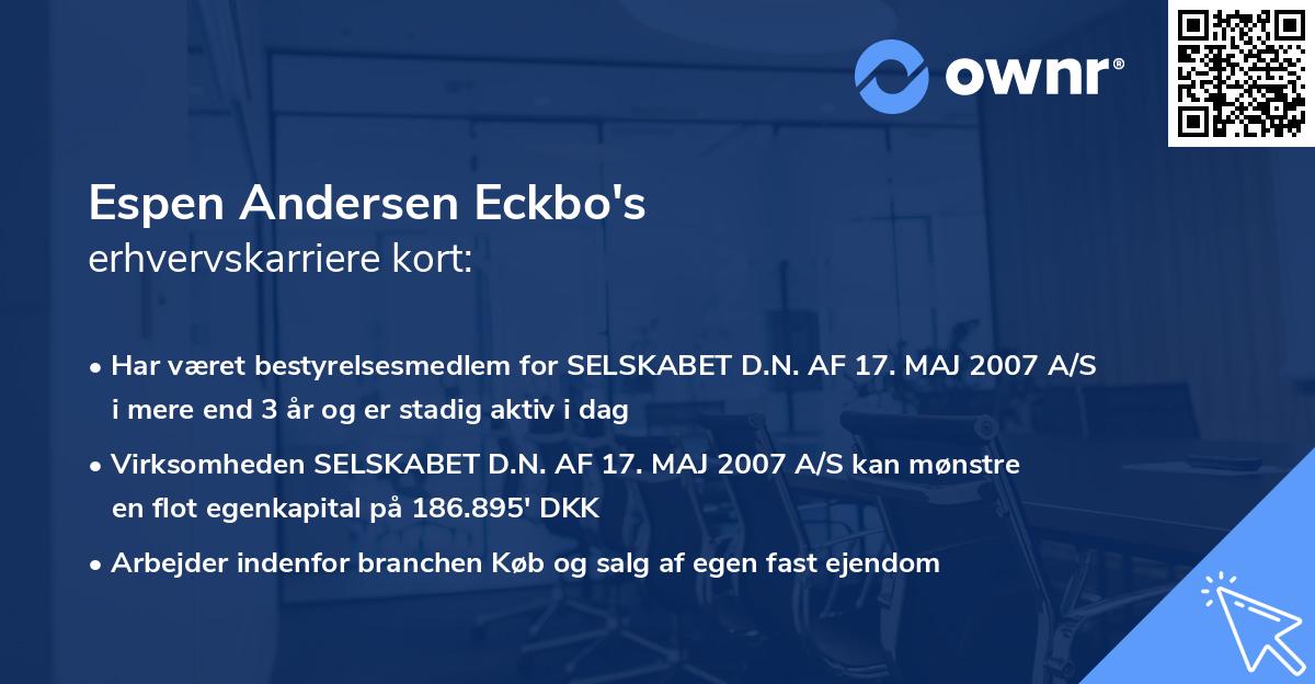 Espen Andersen Eckbo's erhvervskarriere kort