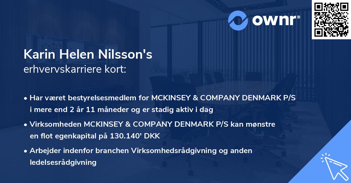 Karin Helen Nilsson's erhvervskarriere kort