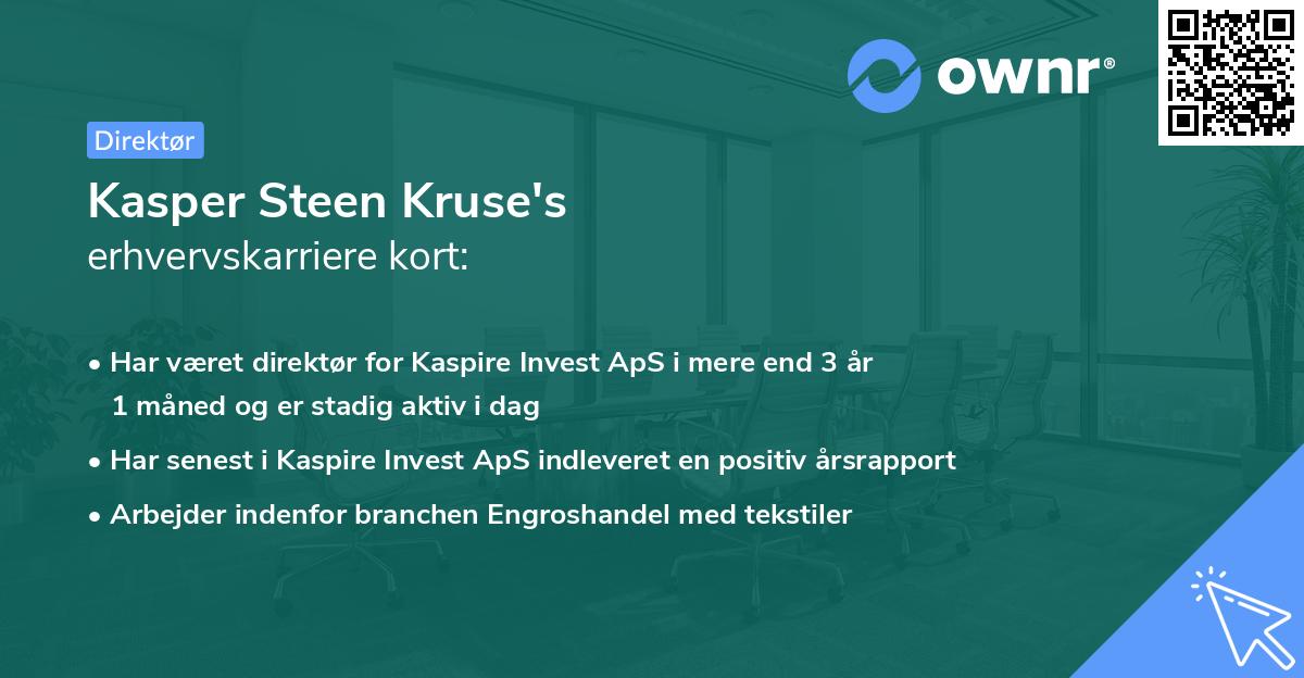 Kasper Steen Kruse's erhvervskarriere kort
