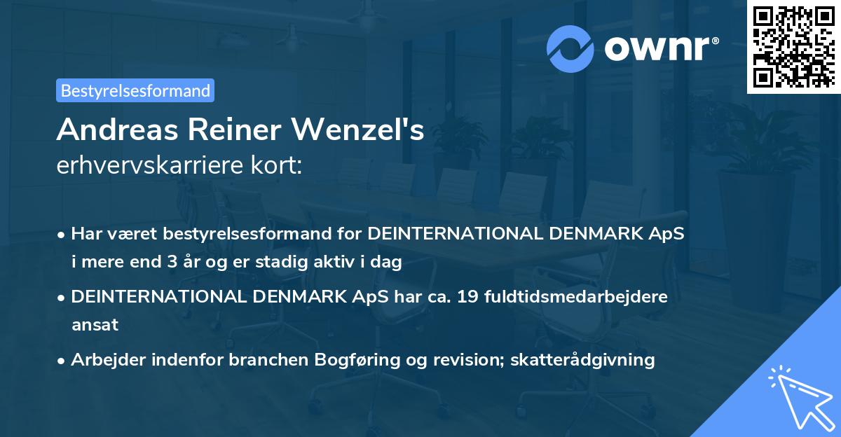 Andreas Reiner Wenzel's erhvervskarriere kort