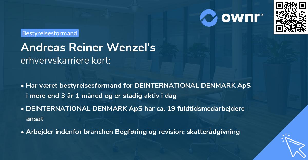 Andreas Reiner Wenzel's erhvervskarriere kort