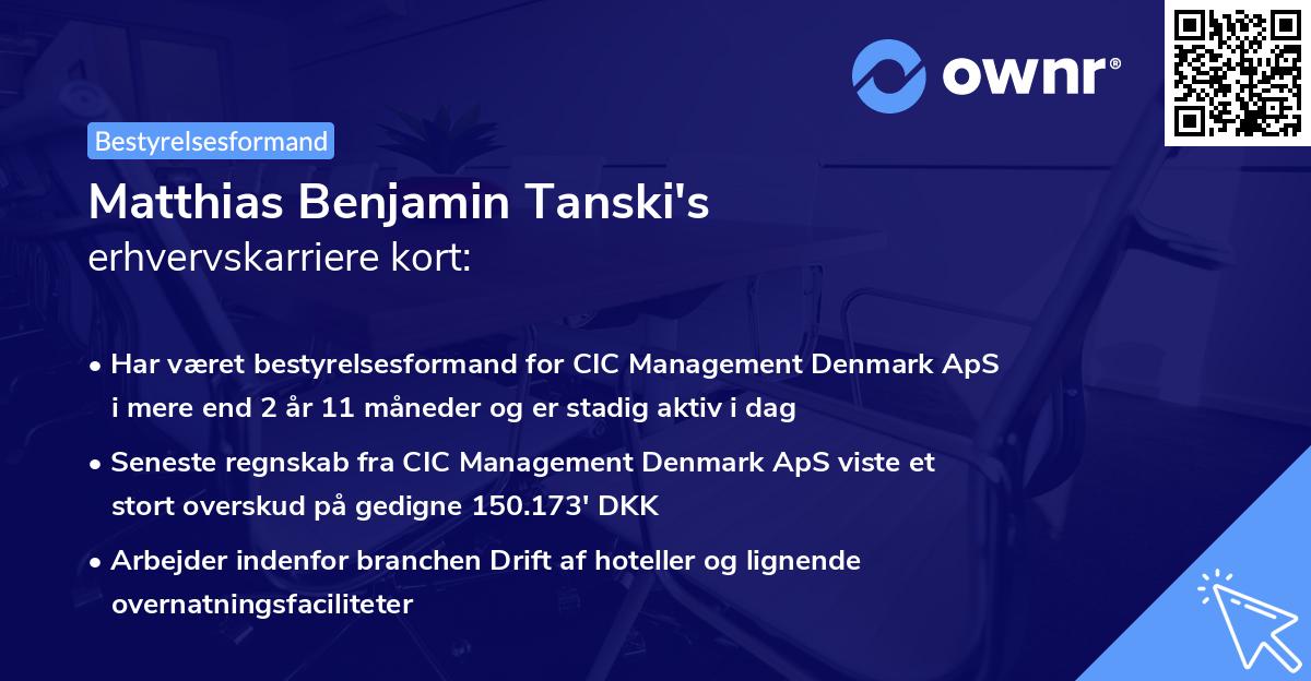 Matthias Benjamin Tanski's erhvervskarriere kort