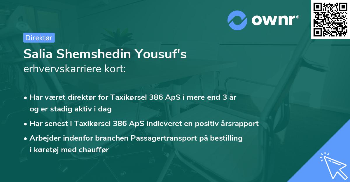 Salia Shemshedin Yousuf's erhvervskarriere kort