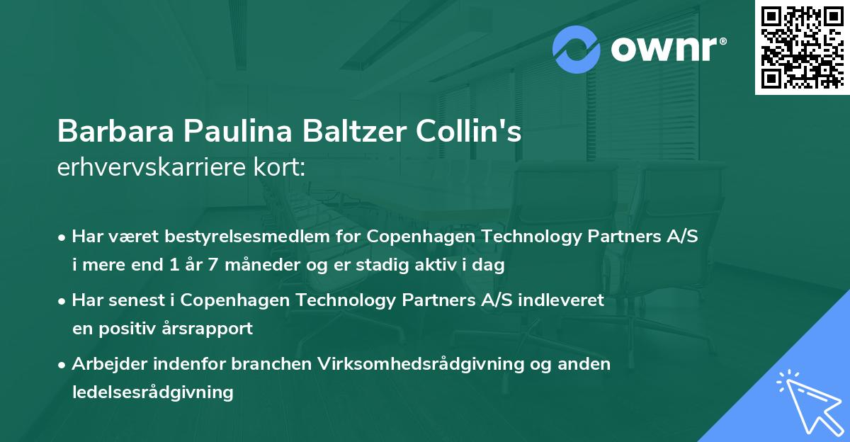 Barbara Paulina Baltzer Collin's erhvervskarriere kort