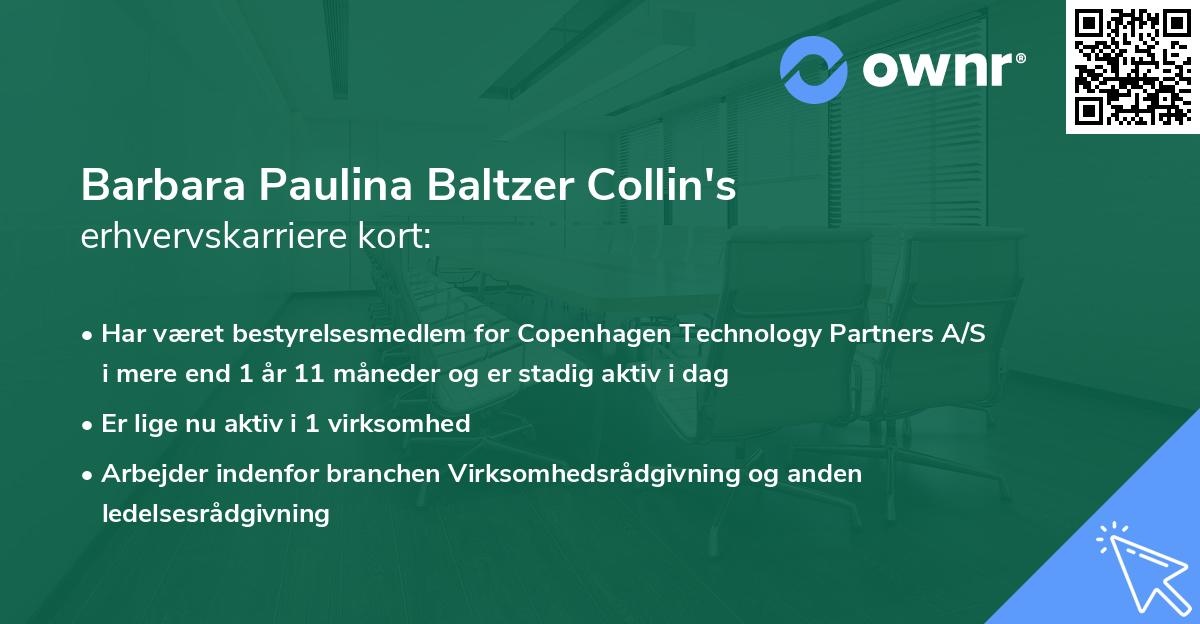 Barbara Paulina Baltzer Collin's erhvervskarriere kort