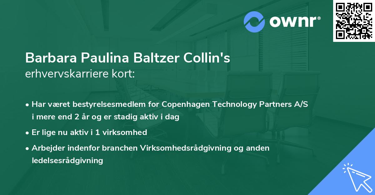 Barbara Paulina Baltzer Collin's erhvervskarriere kort