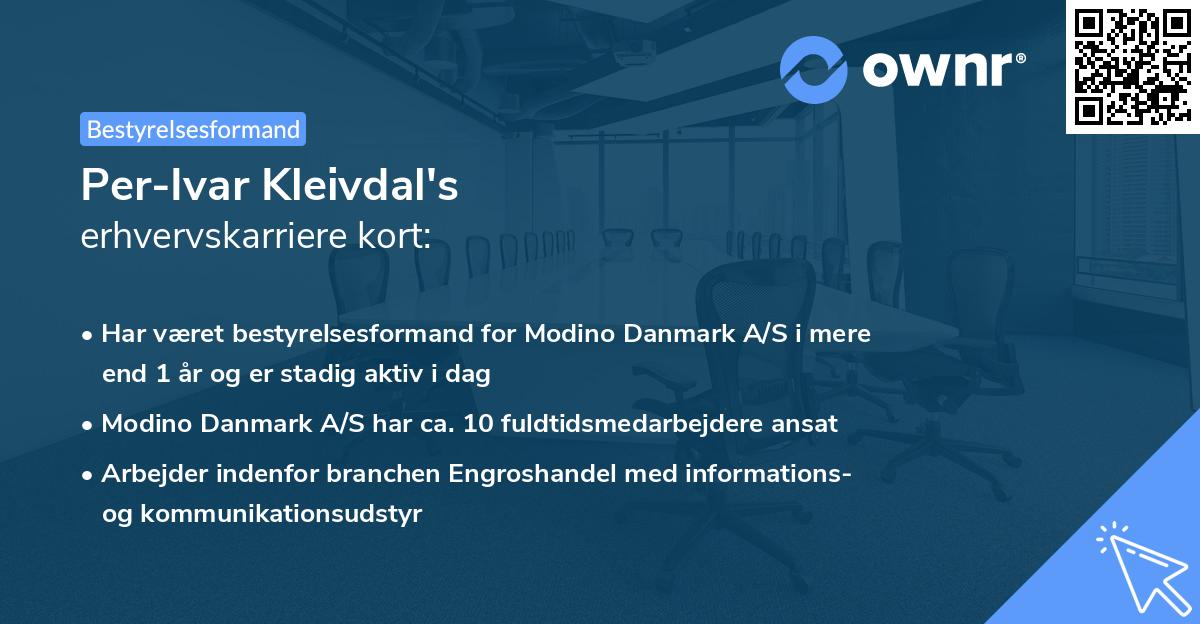 Per-Ivar Kleivdal's erhvervskarriere kort