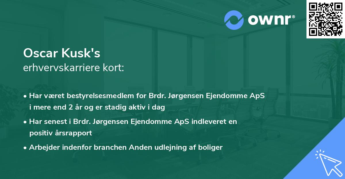 Oscar Kusk's erhvervskarriere kort