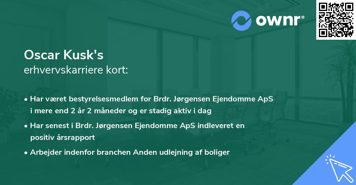 Oscar Kusk's erhvervskarriere kort