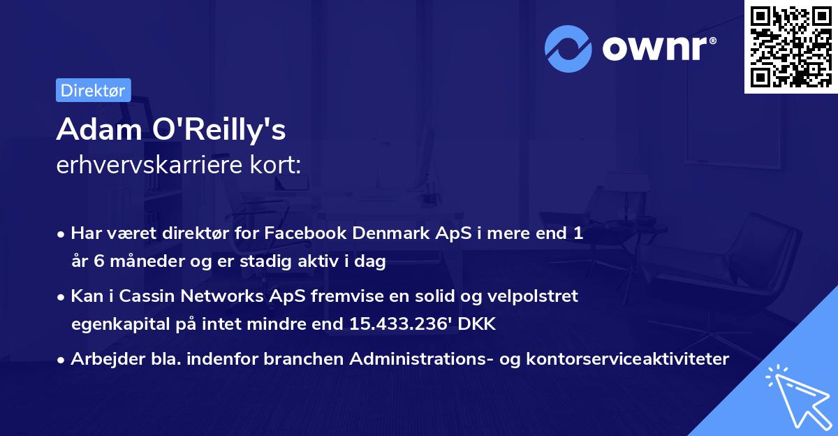 Adam O'Reilly's erhvervskarriere kort