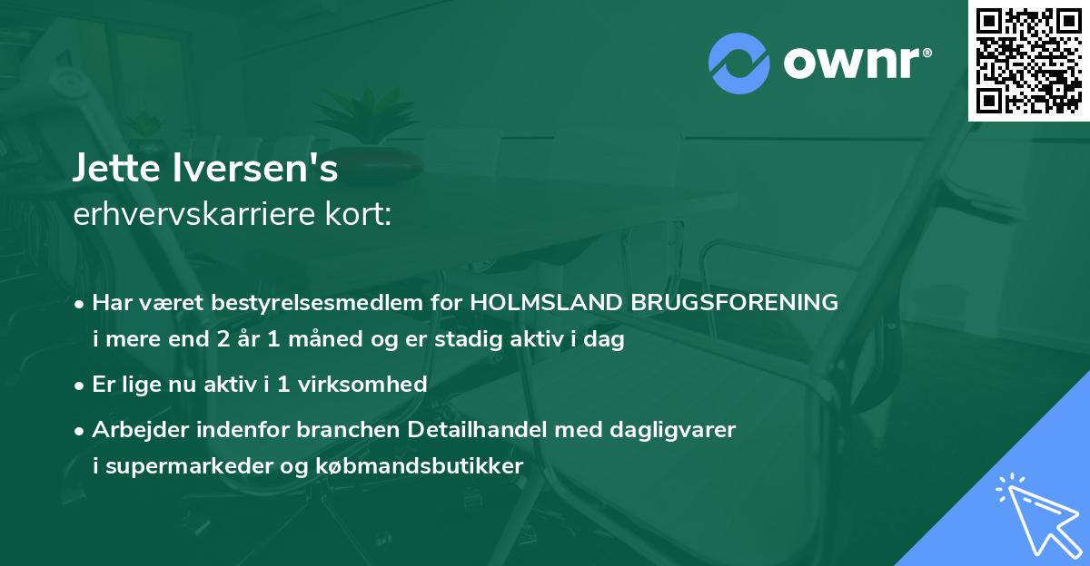 Jette Iversen's erhvervskarriere kort