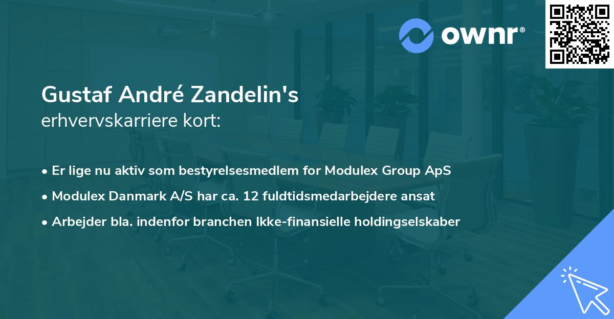 Gustaf André Zandelin's erhvervskarriere kort