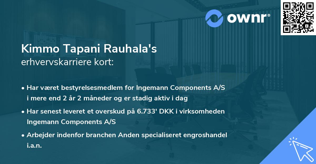 Kimmo Tapani Rauhala's erhvervskarriere kort
