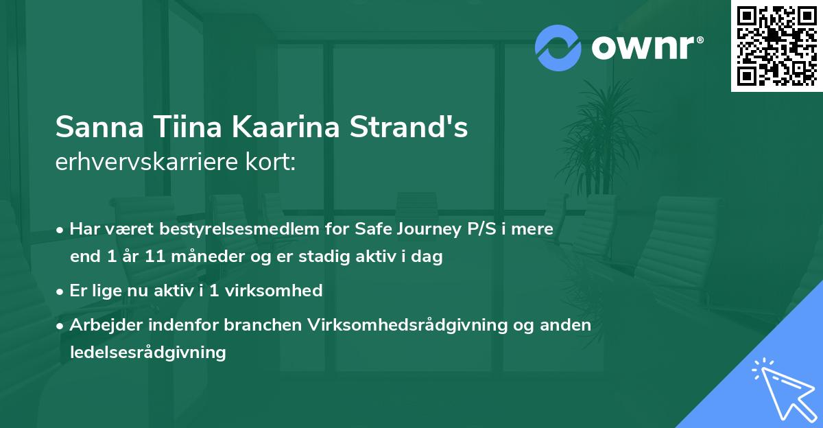 Sanna Tiina Kaarina Strand's erhvervskarriere kort