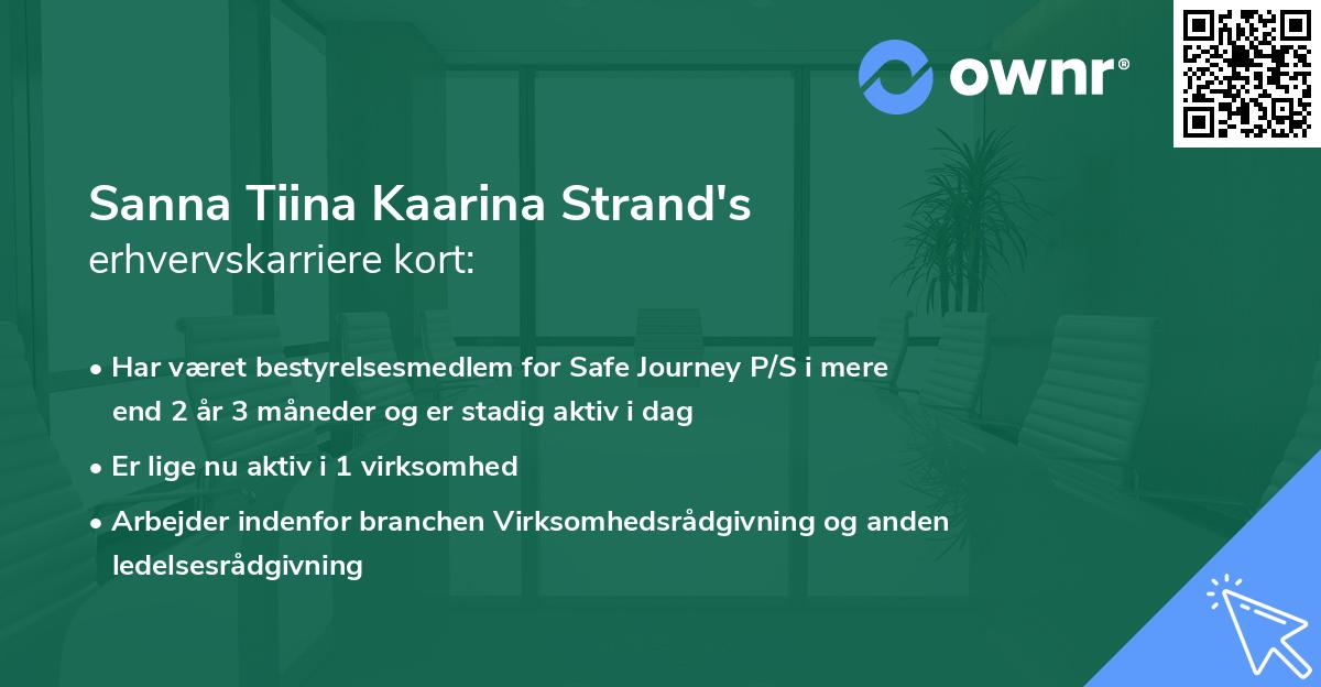 Sanna Tiina Kaarina Strand's erhvervskarriere kort