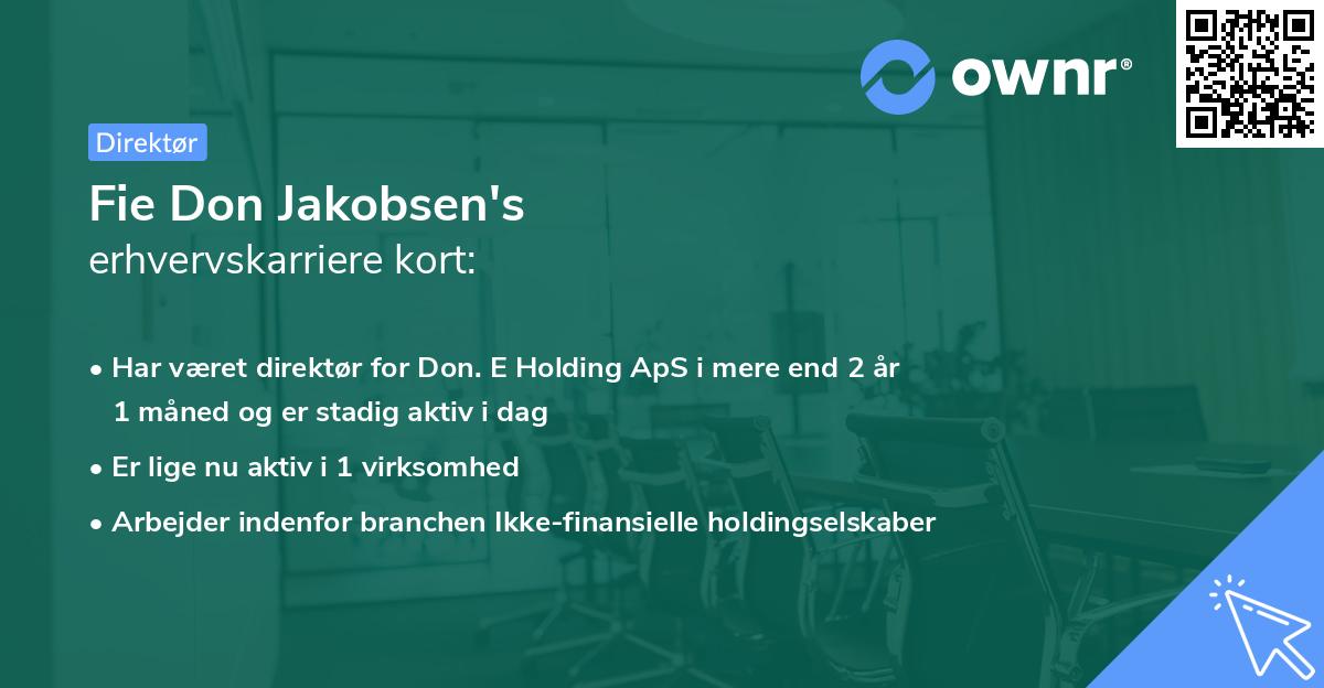 Fie Don Jakobsen's erhvervskarriere kort