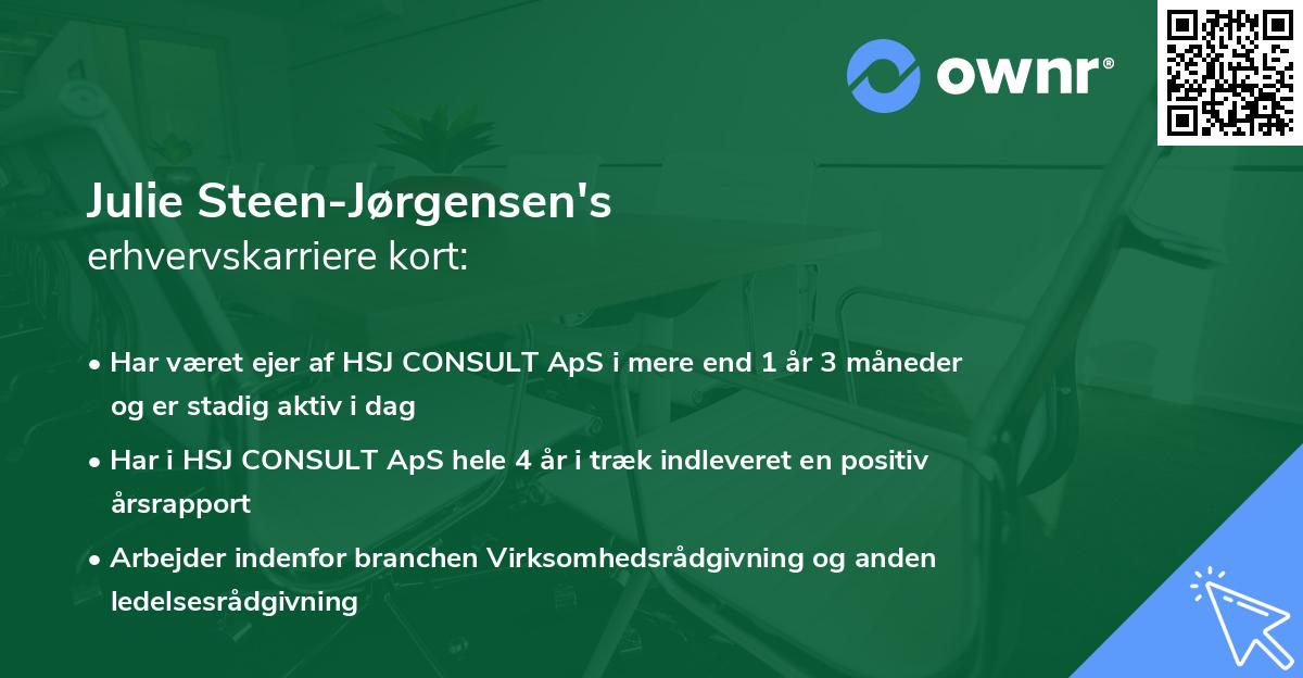 Julie Steen-Jørgensen's erhvervskarriere kort