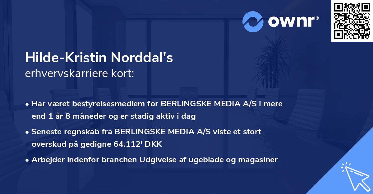 Hilde-Kristin Norddal's erhvervskarriere kort