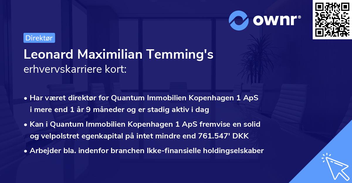 Leonard Maximilian Temming's erhvervskarriere kort