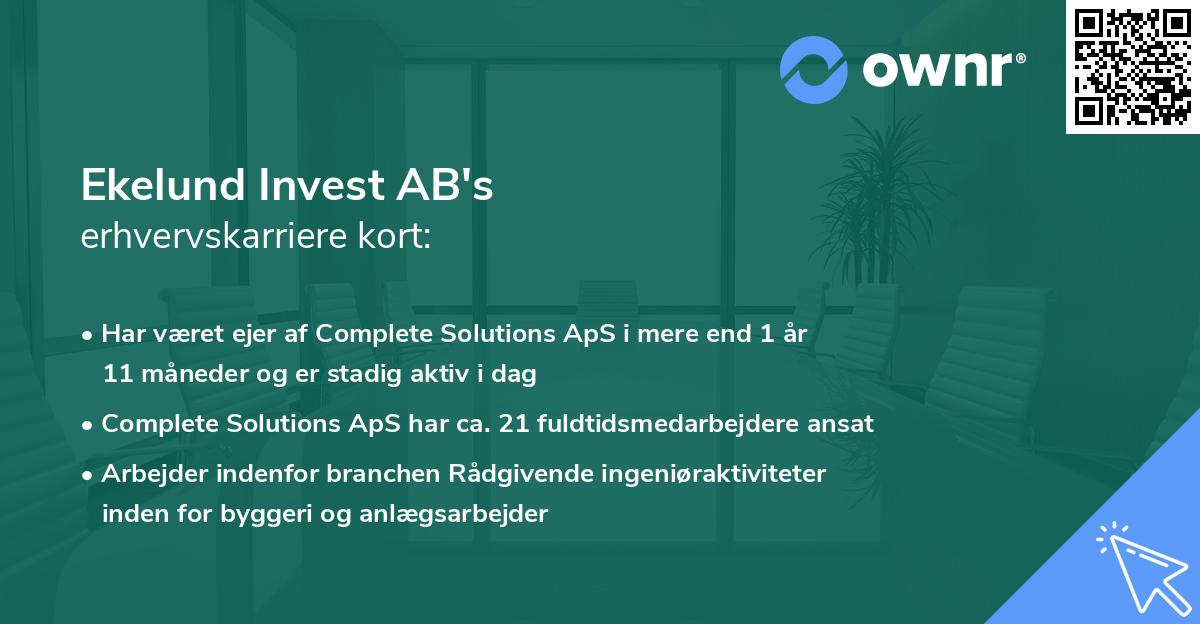 Ekelund Invest AB's erhvervskarriere kort