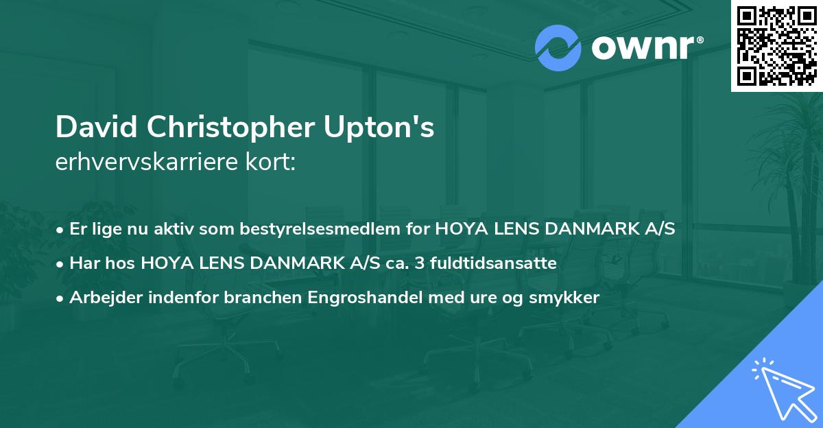 David Christopher Upton's erhvervskarriere kort