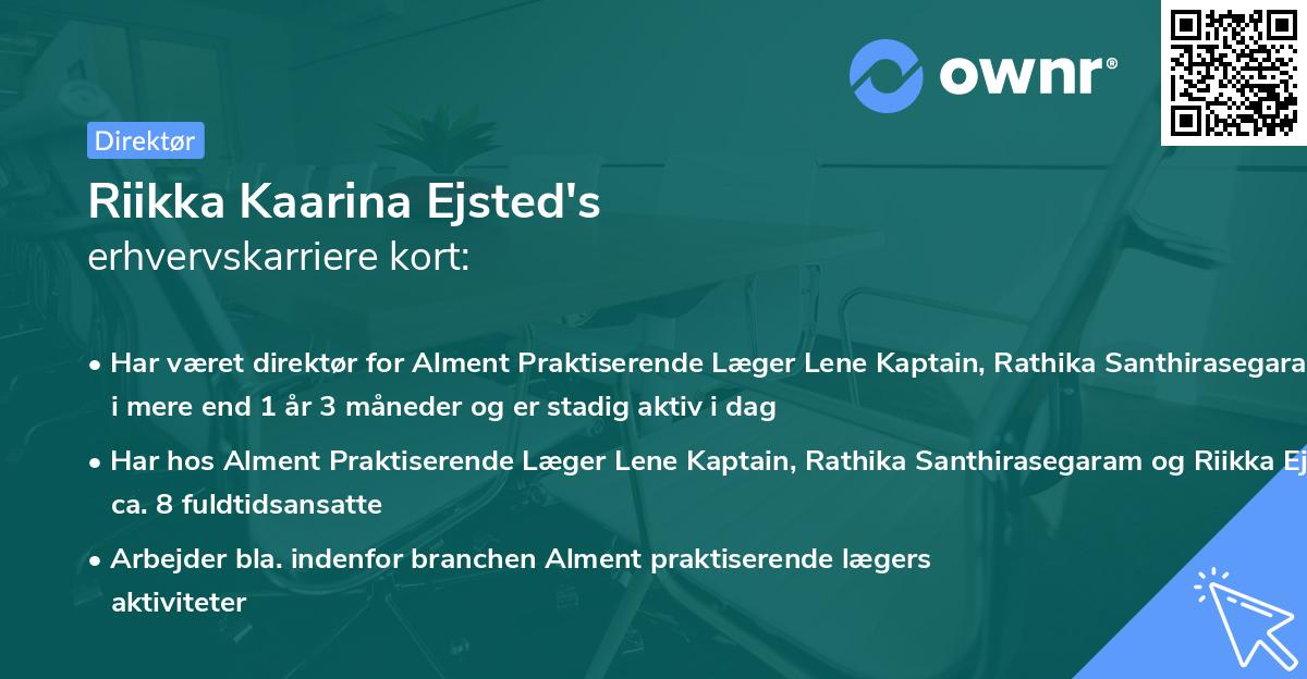 Riikka Kaarina Ejsted's erhvervskarriere kort