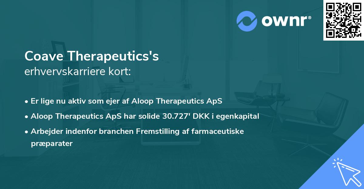 Coave Therapeutics's erhvervskarriere kort