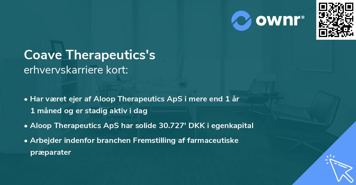 Coave Therapeutics's erhvervskarriere kort