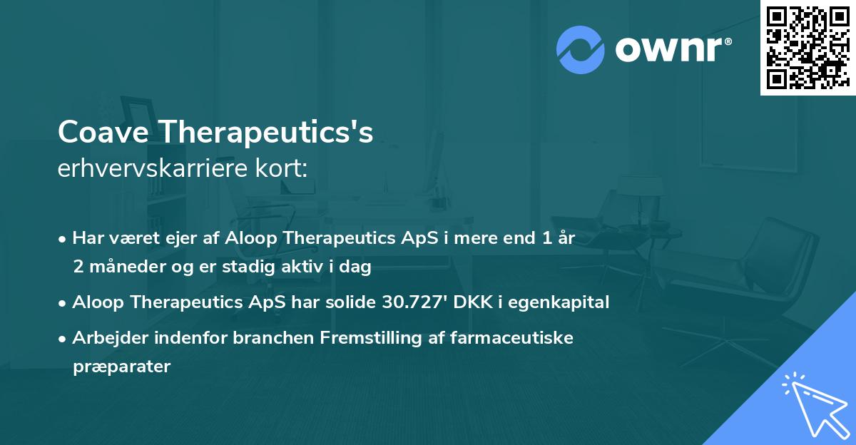 Coave Therapeutics's erhvervskarriere kort