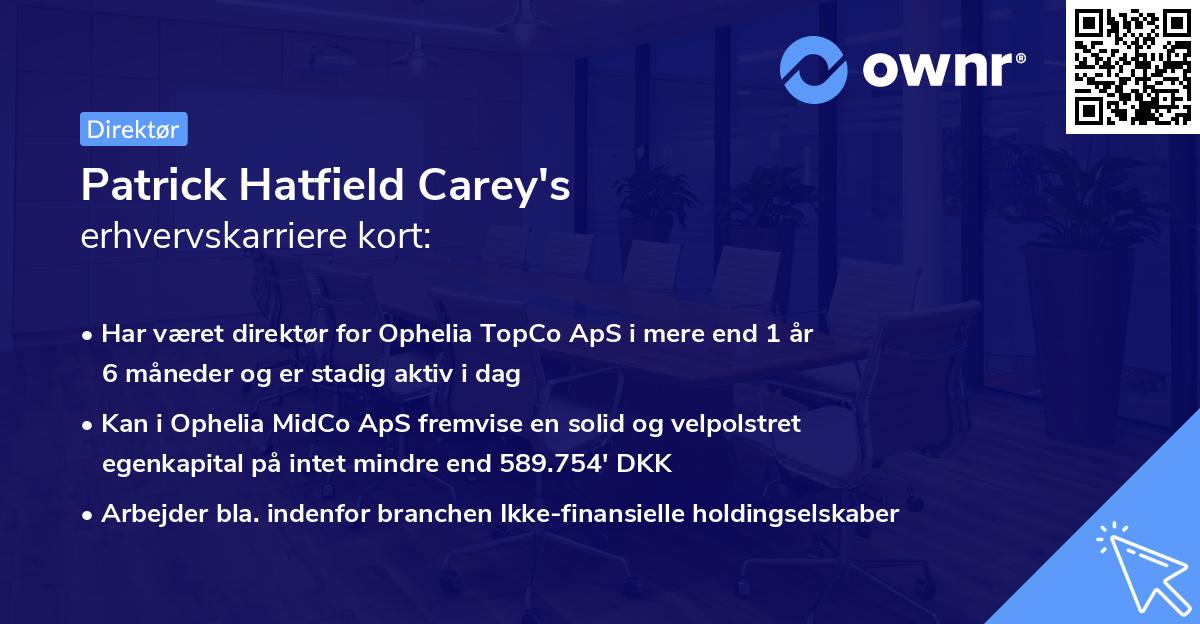 Patrick Hatfield Carey's erhvervskarriere kort