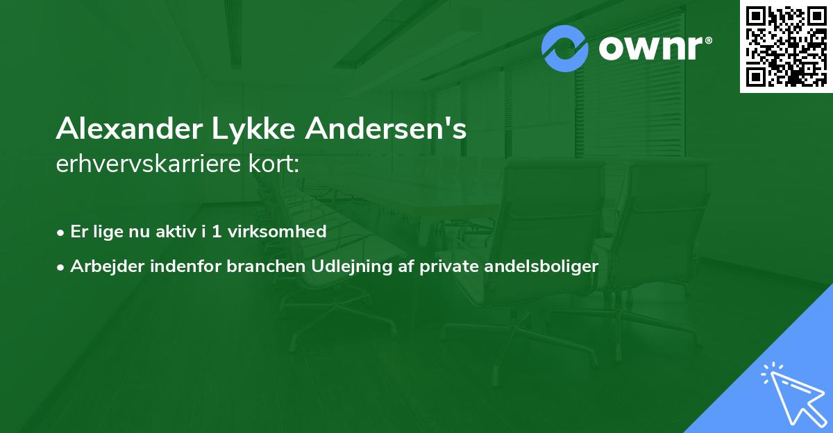Alexander Lykke Andersen's erhvervskarriere kort