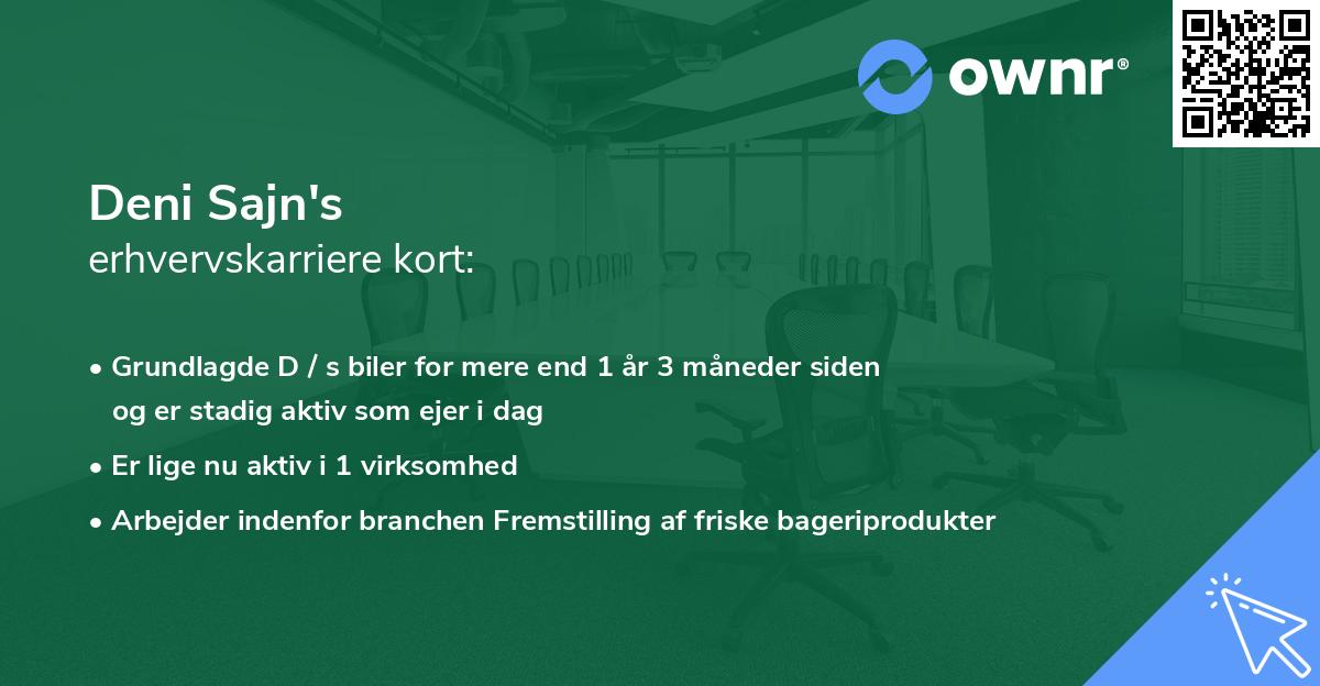Deni Sajn's erhvervskarriere kort