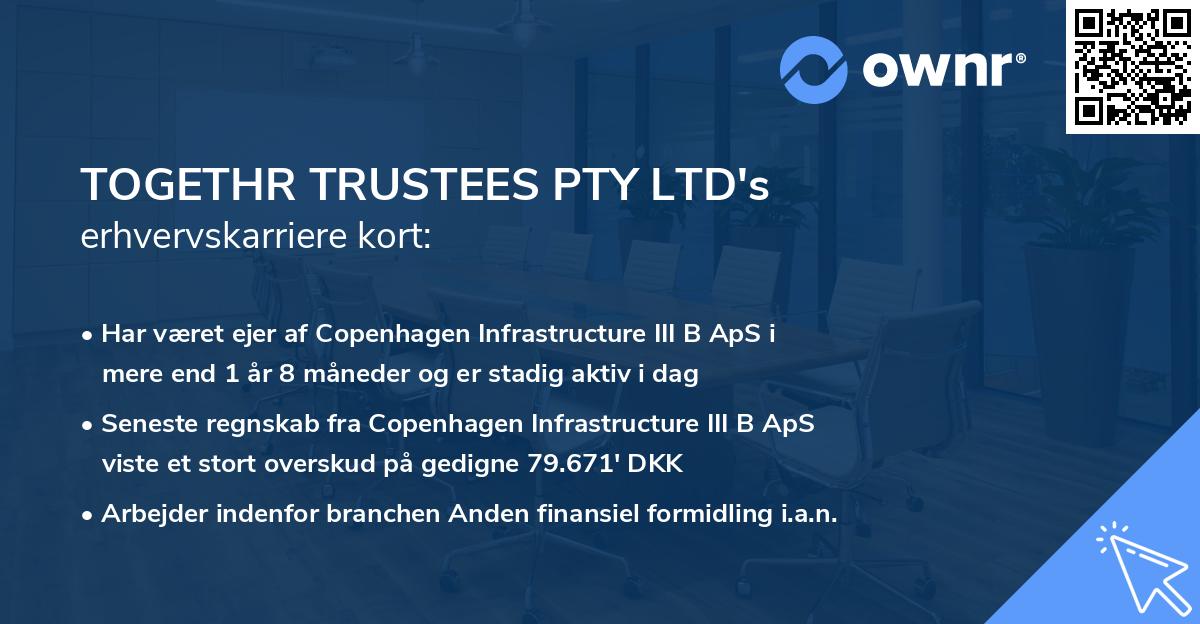 TOGETHR TRUSTEES PTY LTD's erhvervskarriere kort