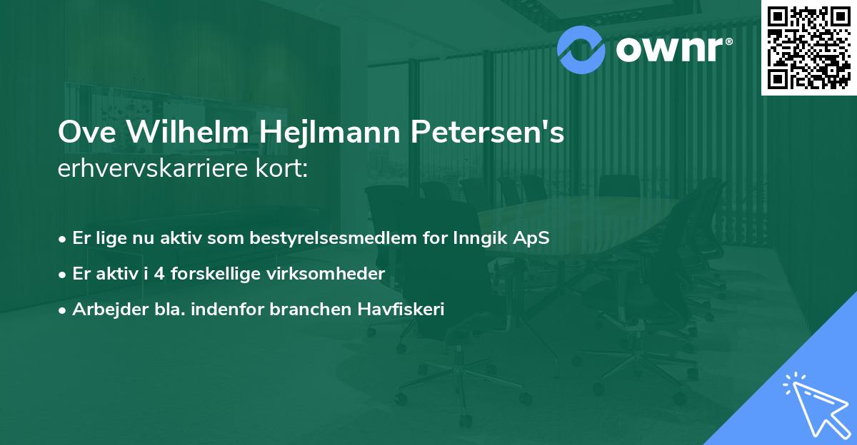 Ove Wilhelm Hejlmann Petersen's erhvervskarriere kort