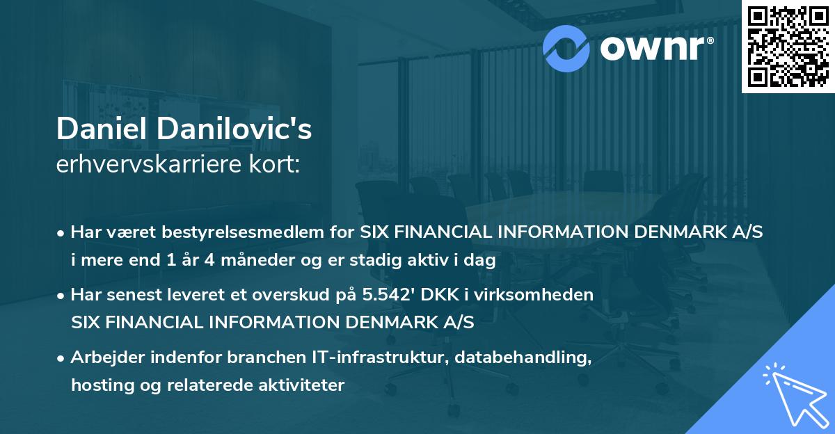 Daniel Danilovic's erhvervskarriere kort