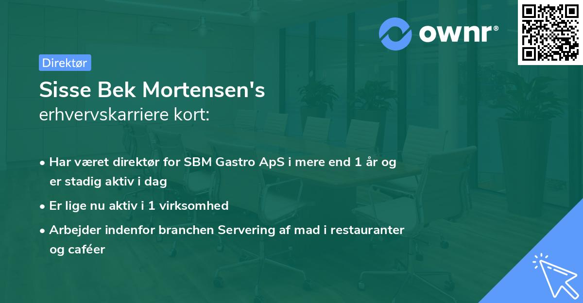 Sisse Bek Mortensen's erhvervskarriere kort