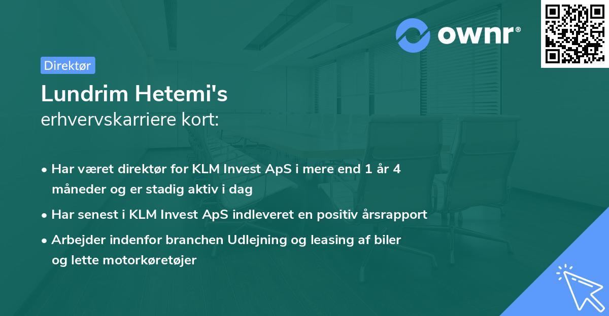 Lundrim Hetemi's erhvervskarriere kort