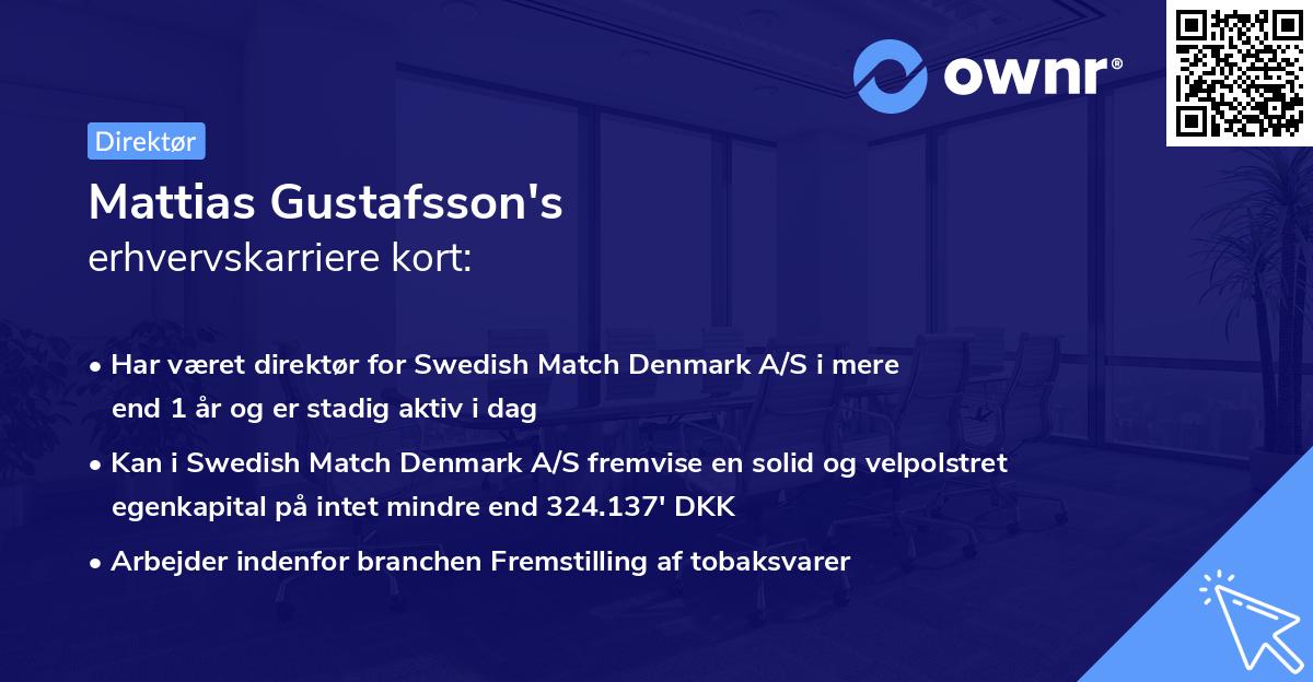 Mattias Gustafsson's erhvervskarriere kort