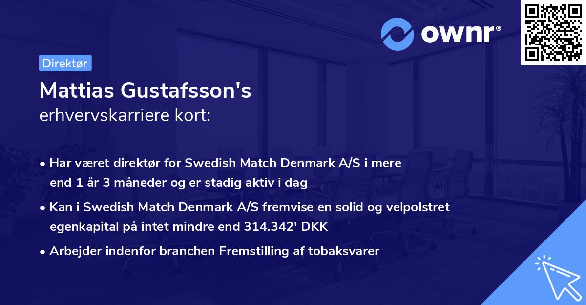 Mattias Gustafsson's erhvervskarriere kort