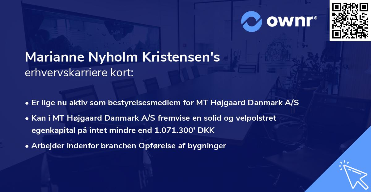 Marianne Nyholm Kristensen's erhvervskarriere kort