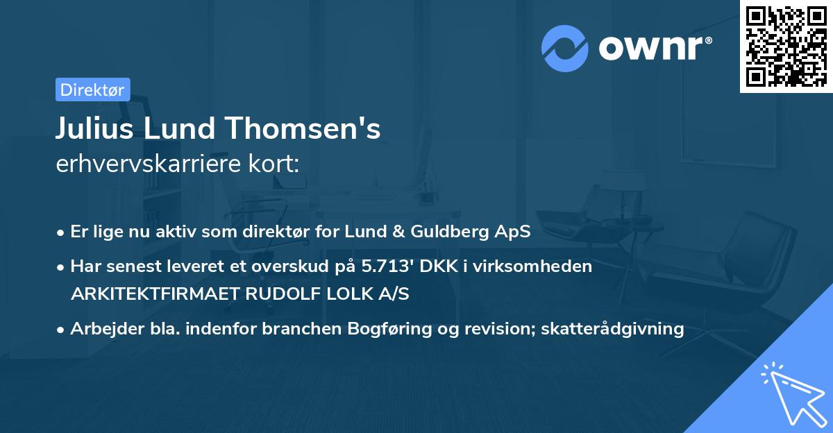 Julius Lund Thomsen's erhvervskarriere kort