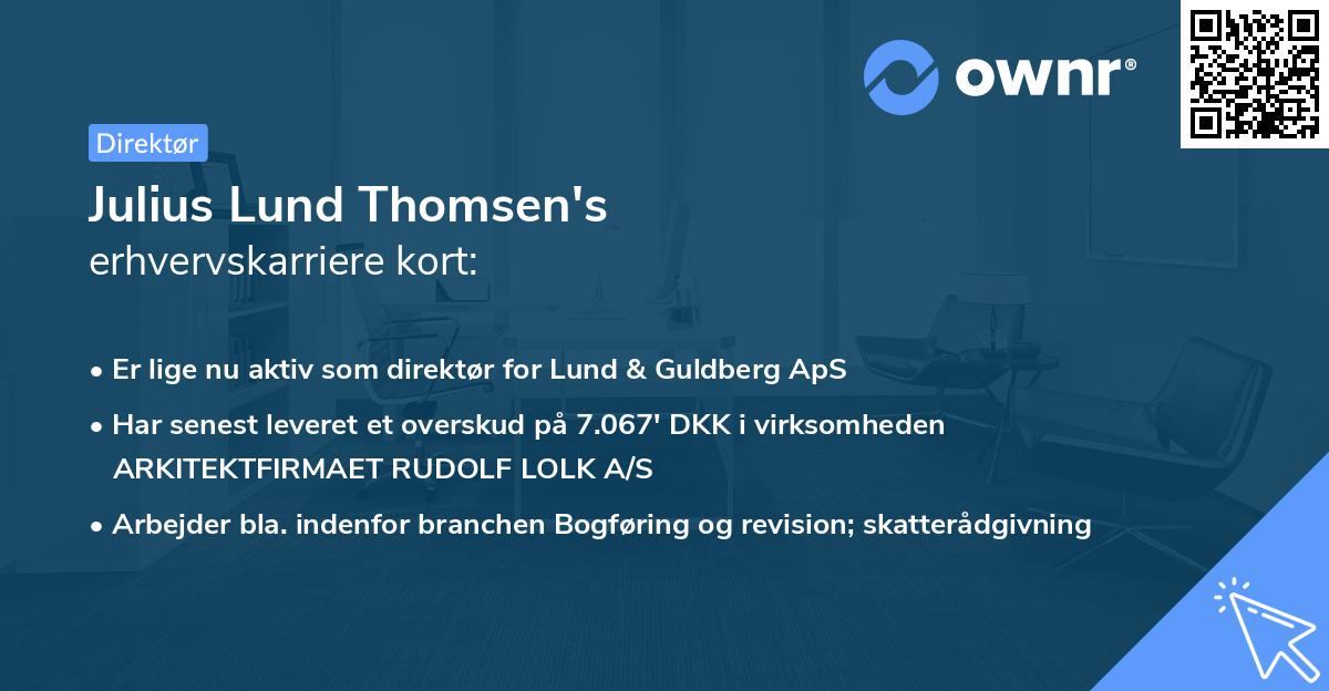 Julius Lund Thomsen's erhvervskarriere kort
