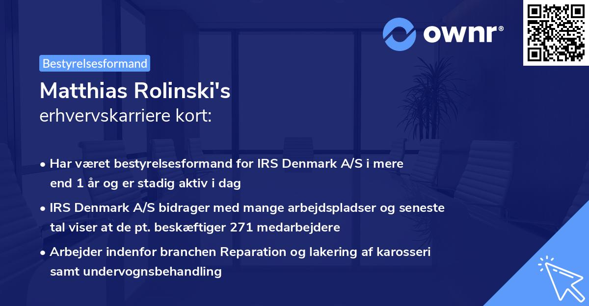 Matthias Rolinski's erhvervskarriere kort